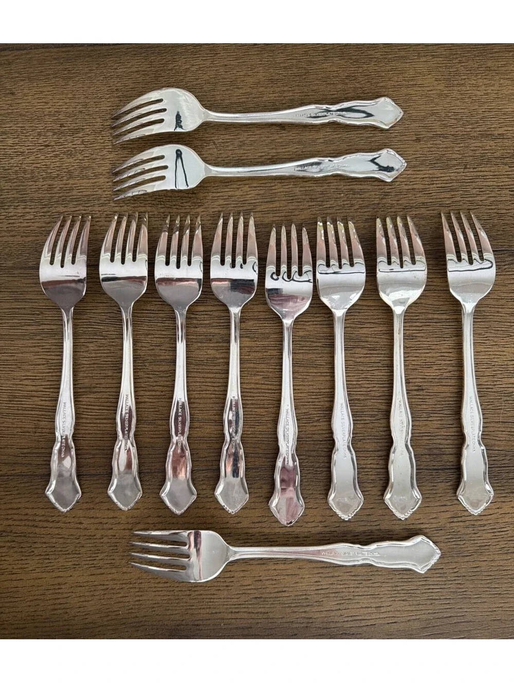 Wallace Deep Silver Centennial Silverplate Salad Forks - Set of 11